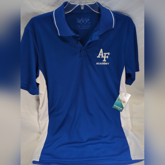 NEW USAF Air Force Academy Polo Shirt Blue MVP Short Sleeve Golf WOMENS Medium - Picture 1 of 12